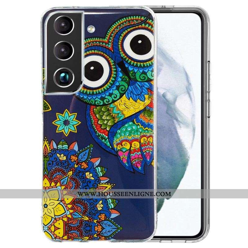 Coque Samsung Galaxy S22 5G Hibou Mandala Fluorescente