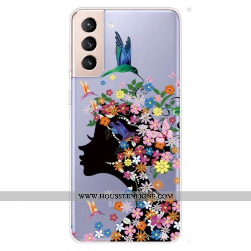 Coque Samsung Galaxy S22 5G Jolie Tête Fleurie