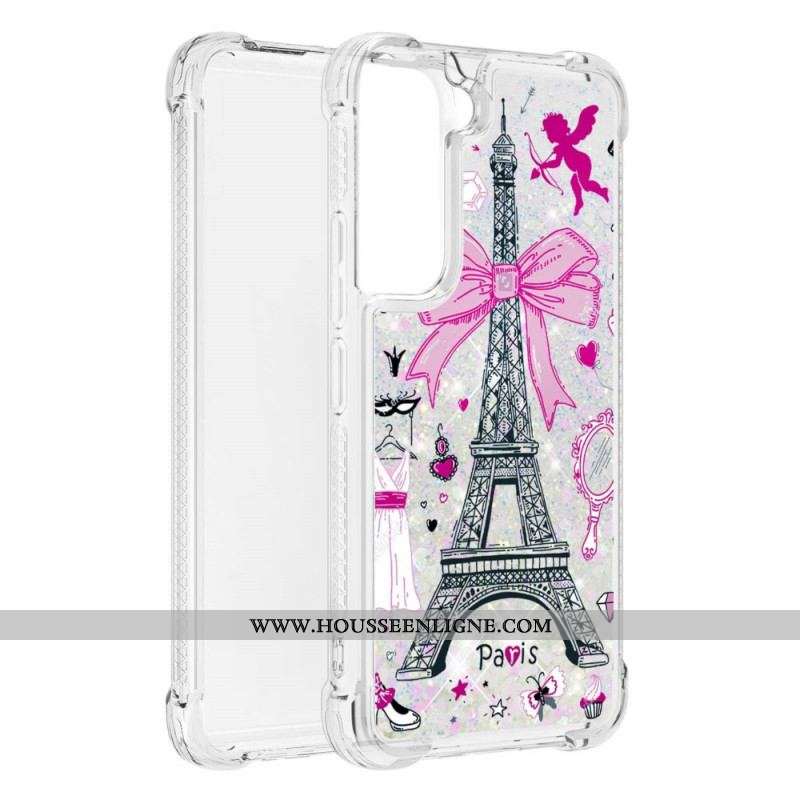 Coque Samsung Galaxy S22 5G La Tour Eiffel Paillettes