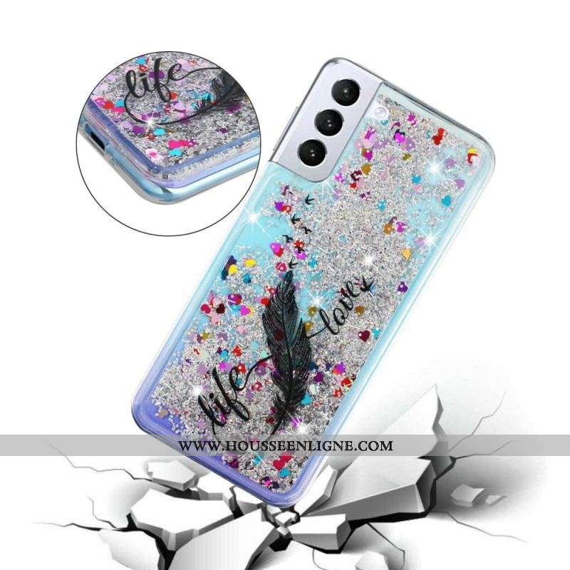 Coque Samsung Galaxy S22 5G Life & Love Paillettes