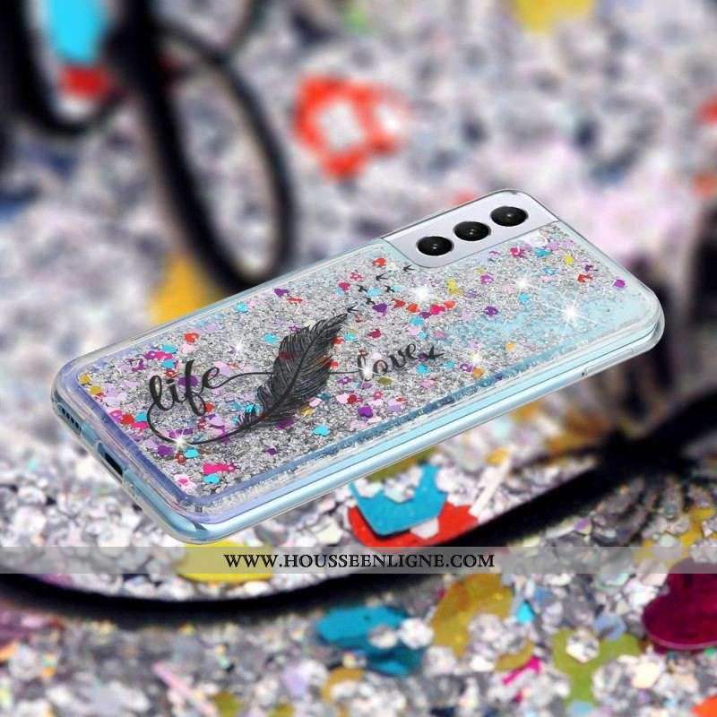 Coque Samsung Galaxy S22 5G Life & Love Paillettes