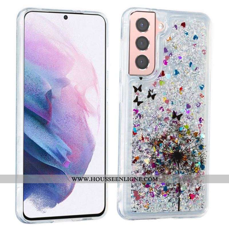 Coque Samsung Galaxy S22 5G Pissenlits Paillettes