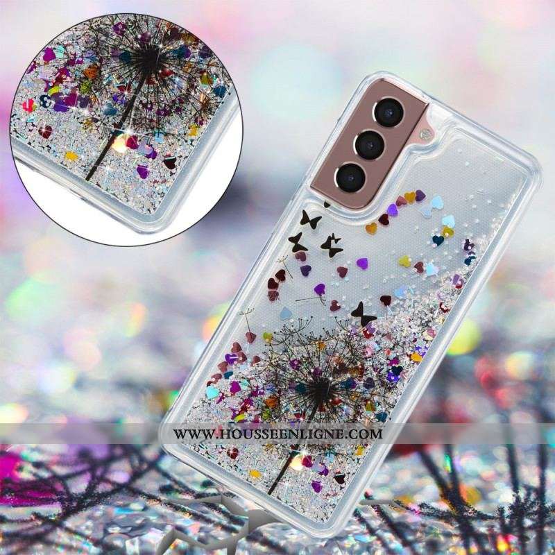 Coque Samsung Galaxy S22 5G Pissenlits Paillettes