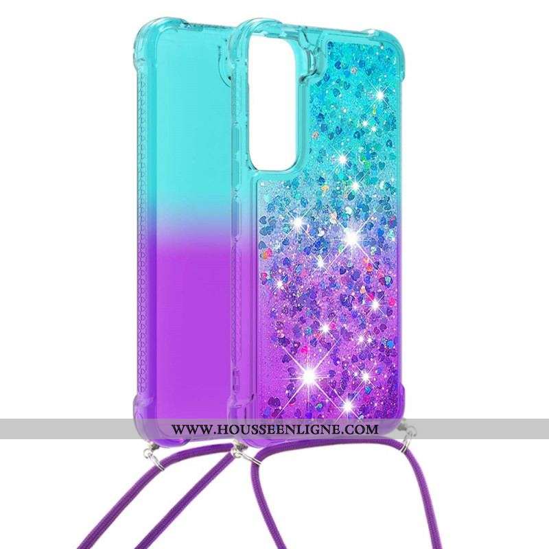 Coque Samsung Galaxy S22 5G Silicone Paillettes et Cordon