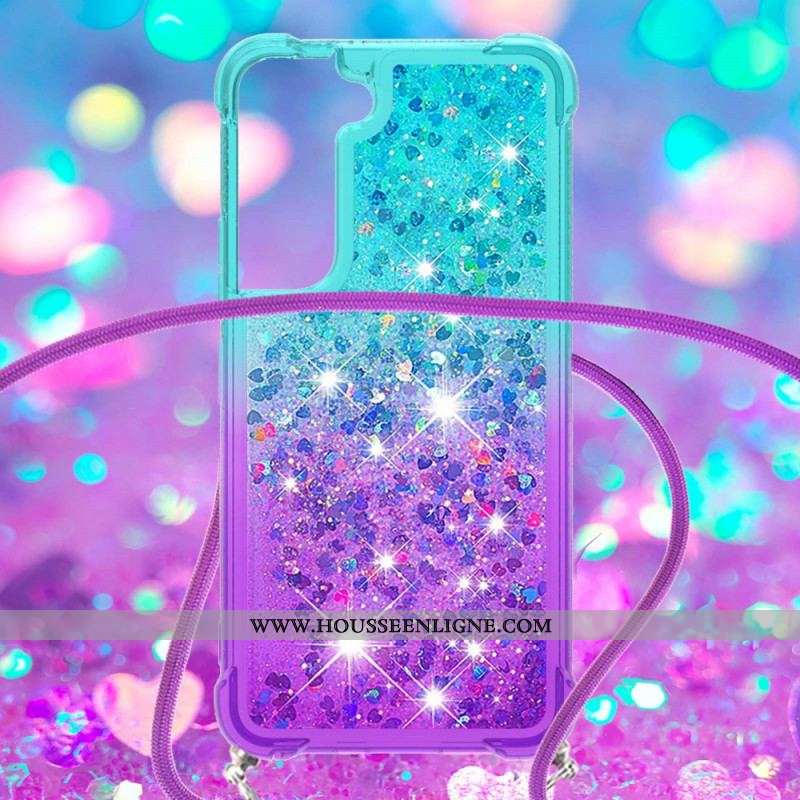 Coque Samsung Galaxy S22 5G Silicone Paillettes et Cordon