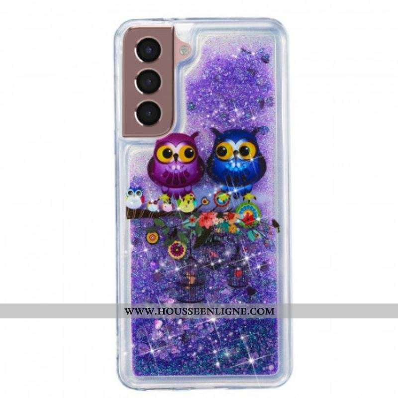 Coque Samsung Galaxy S22 Plus 5G Hiboux Paillettes