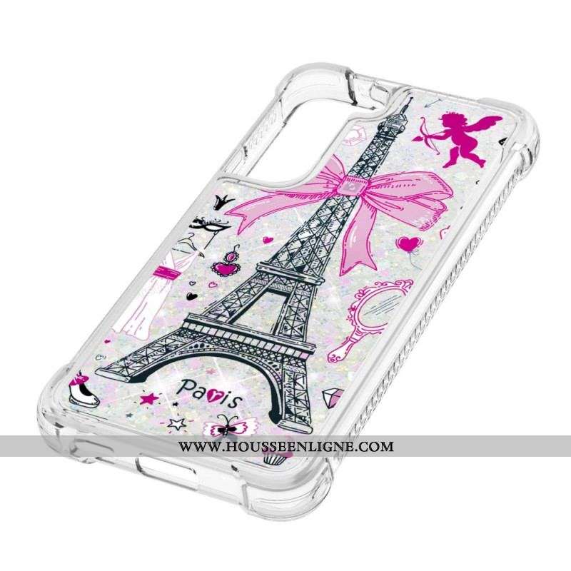 Coque Samsung Galaxy S22 Plus 5G La Tour Eiffel Paillettes