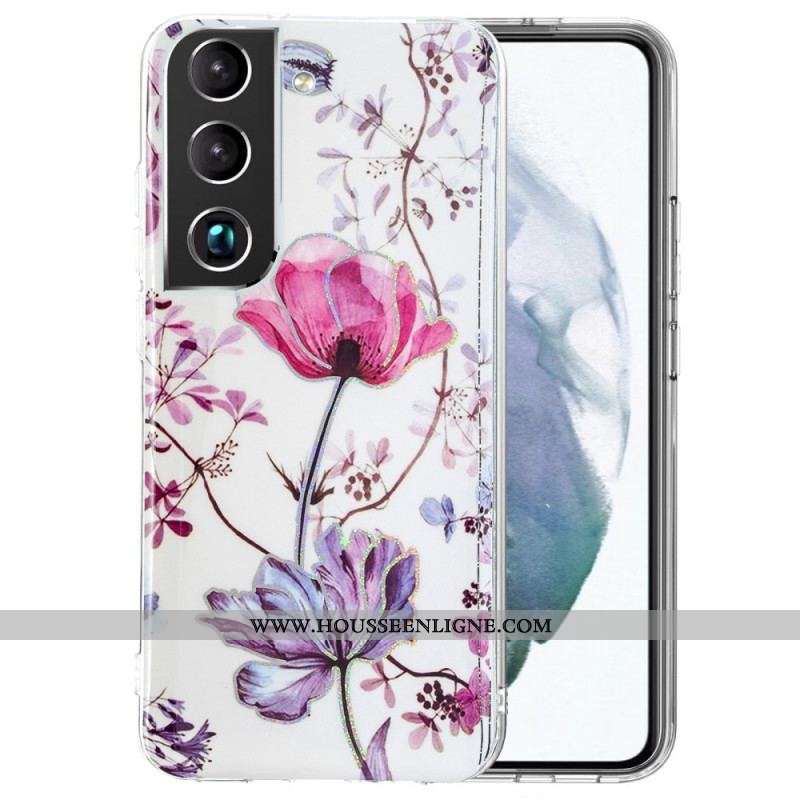 Coque Samsung Galaxy S22 Plus 5G Marbrée Fleurs