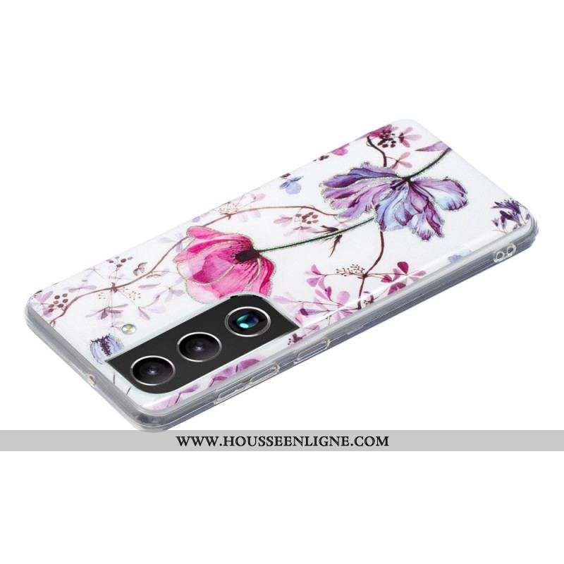 Coque Samsung Galaxy S22 Plus 5G Marbrée Fleurs