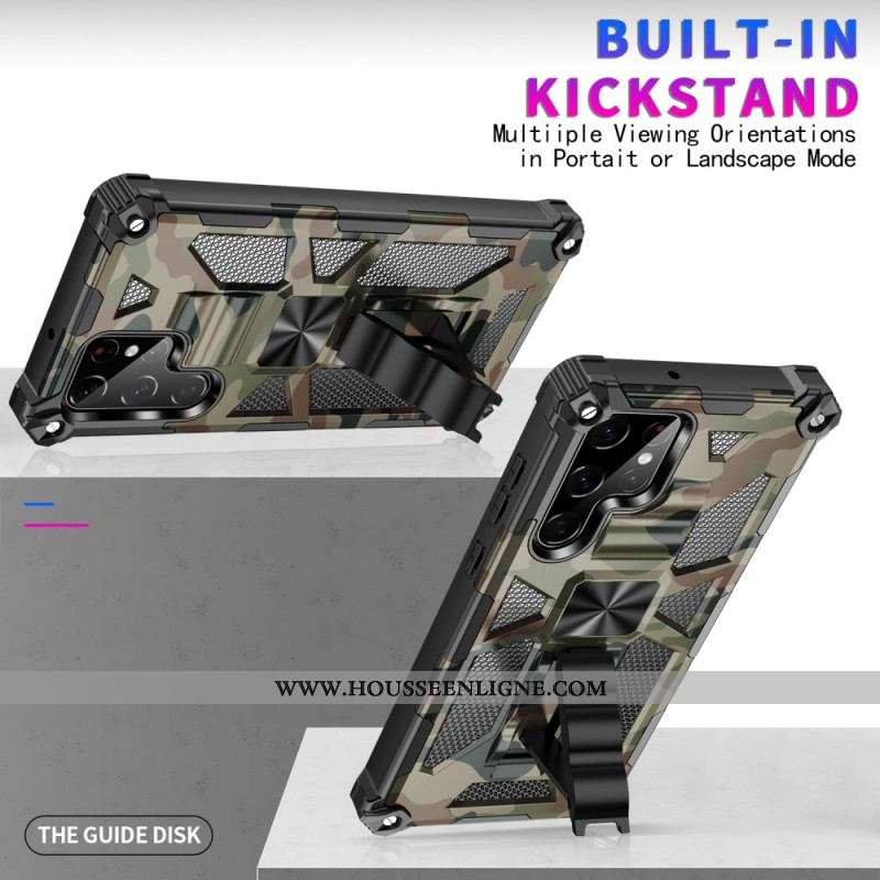 Coque Samsung Galaxy S22 Ultra 5G Camouflage Support Amovible