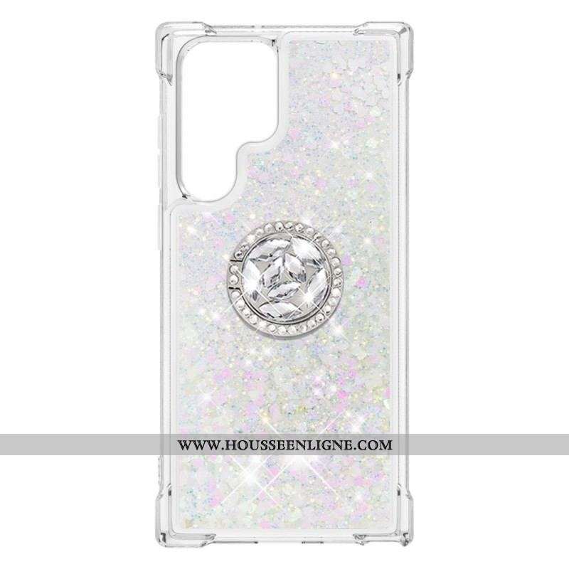 Coque Samsung Galaxy S22 Ultra 5G Paillettes Anneau-Support