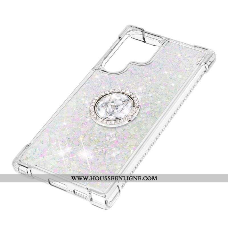 Coque Samsung Galaxy S22 Ultra 5G Paillettes Anneau-Support