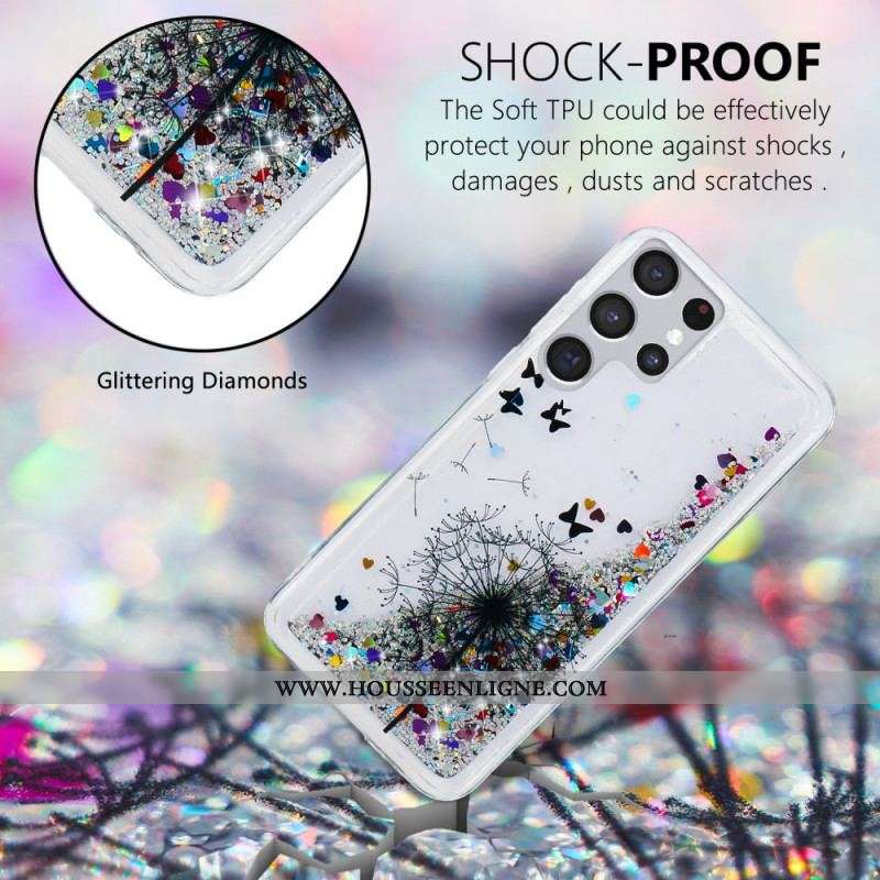 Coque Samsung Galaxy S22 Ultra 5G Pissenlits Paillettes