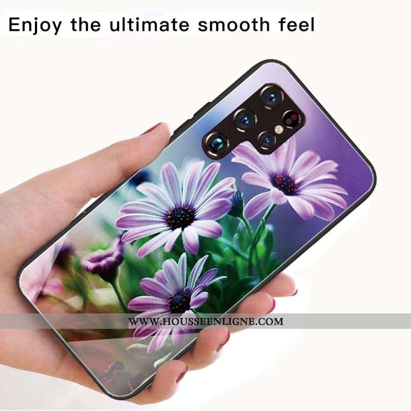 Coque Samsung Galaxy S22 Ultra 5G Verre Trempé Fleurs Réalistes