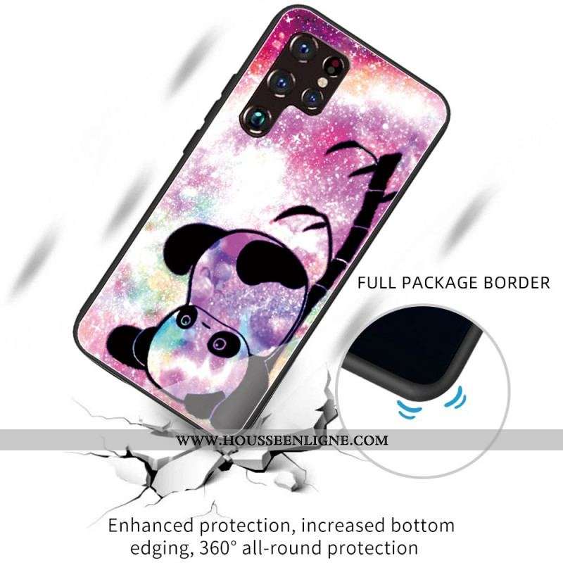 Coque Samsung Galaxy S22 Ultra 5G Verre Trempé Panda et Bambou