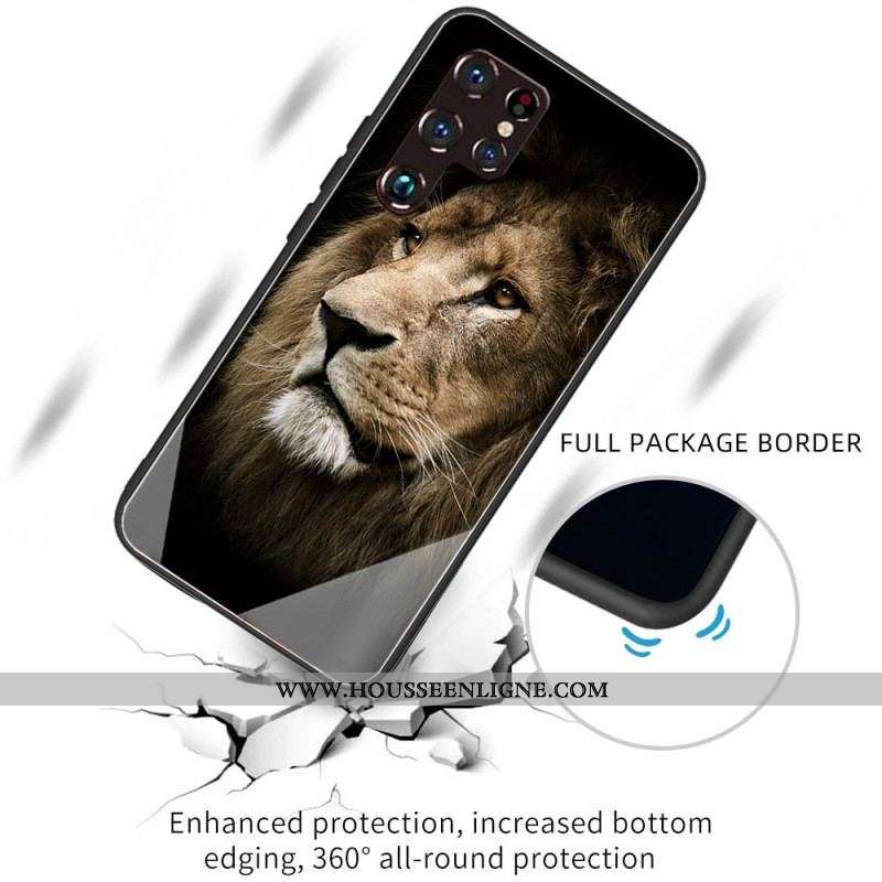 Coque Samsung Galaxy S22 Ultra 5G Verre Trempé Tête de Lion