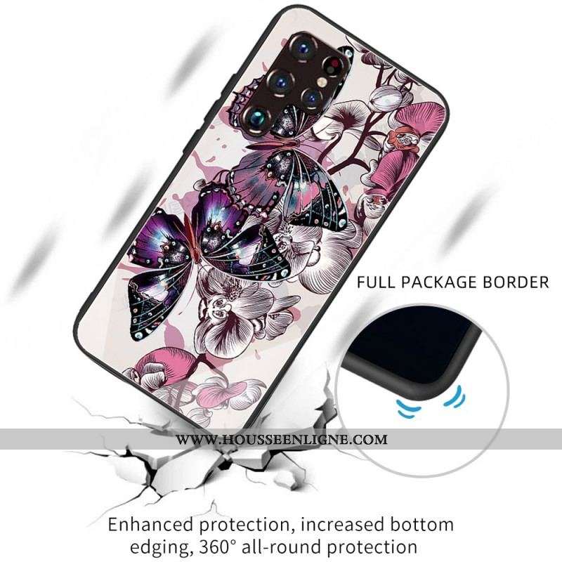 Coque Samsung Galaxy S22 Ultra 5G Verre Trempé Variation Papillons