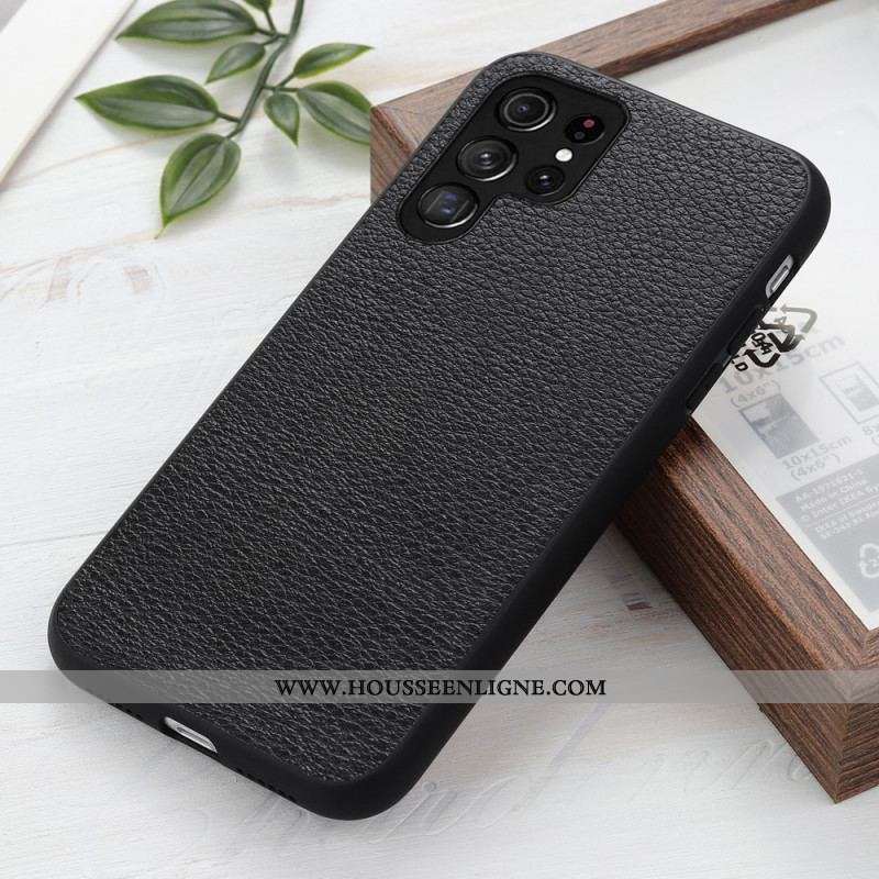 Coque Samsung Galaxy S22 Ultra 5G Véritable Cuir Litchi