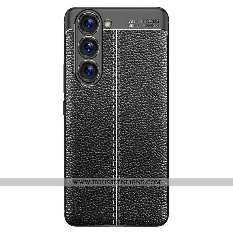 Coque Samsung Galaxy S23 5G Effet Cuir Litchi Double Line