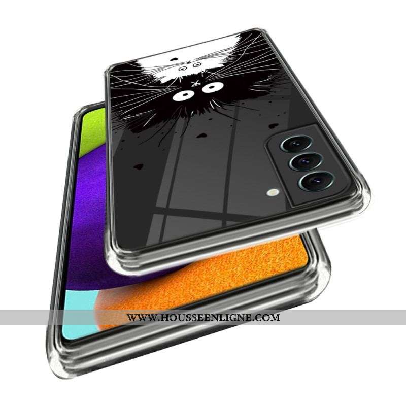 Coque Samsung Galaxy S23 5G Transparente Chat Blanc Chat Noir