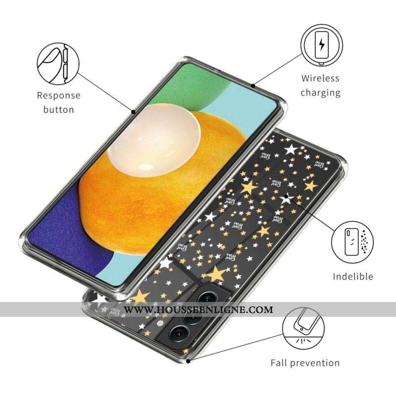 Coque Samsung Galaxy S23 5G Transparente Étoiles / Coeurs