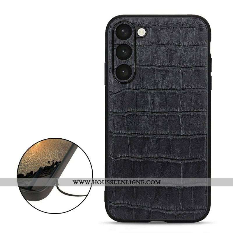 Coque Samsung Galaxy S23 5G Véritable Cuir Style Crocodile