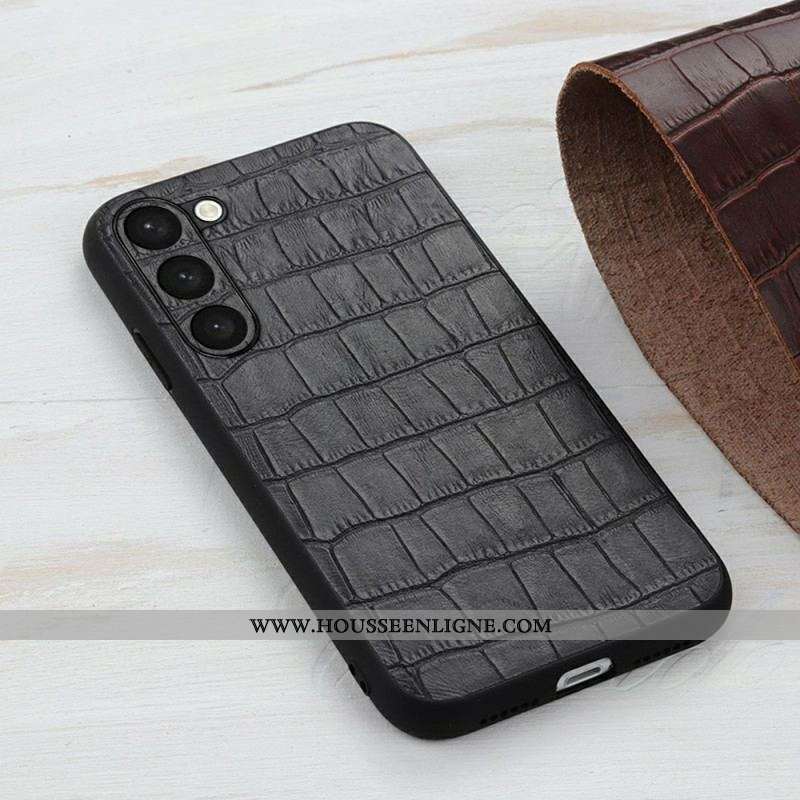 Coque Samsung Galaxy S23 5G Véritable Cuir Style Crocodile