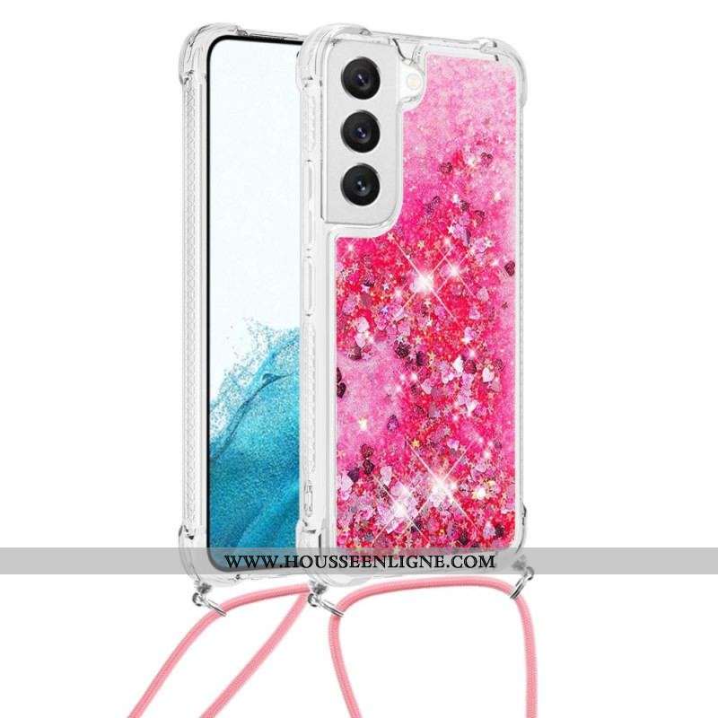 Coque Samsung Galaxy S23 Plus 5G Paillettes avec Cordon