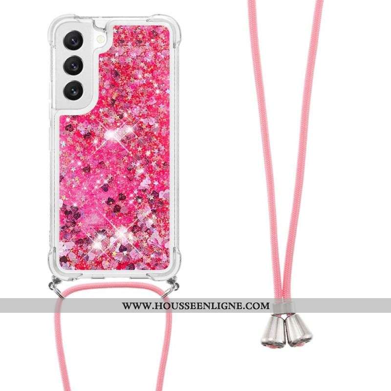 Coque Samsung Galaxy S23 Plus 5G Paillettes avec Cordon