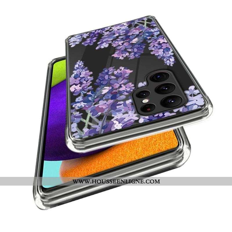 Coque Samsung Galaxy S23 Ultra 5G Transparente Fleurs Violettes