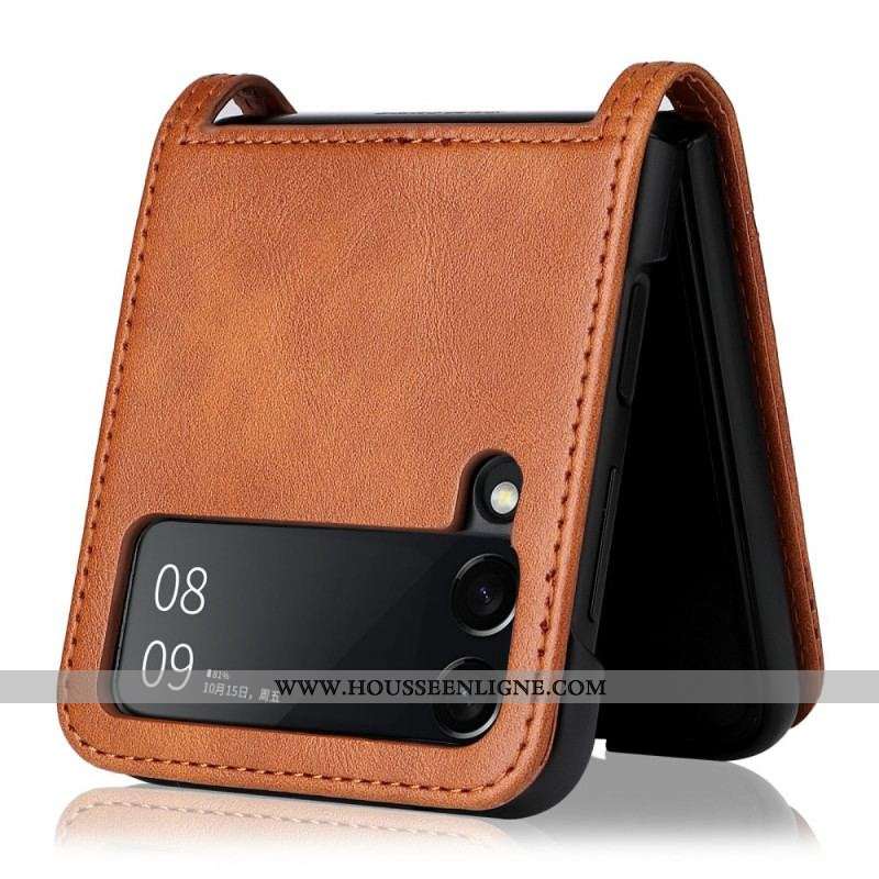 Coque Samsung Galaxy Z Flip 3 5G Style Cuir Vintage Porte-Carte