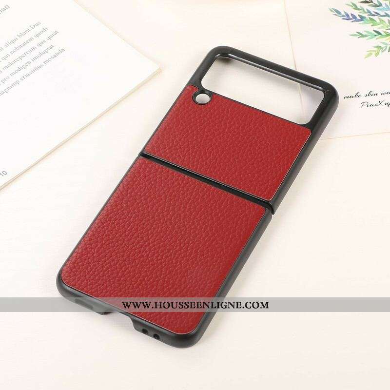 Coque Samsung Galaxy Z Flip 3 5G Véritable Cuir Litchi Color