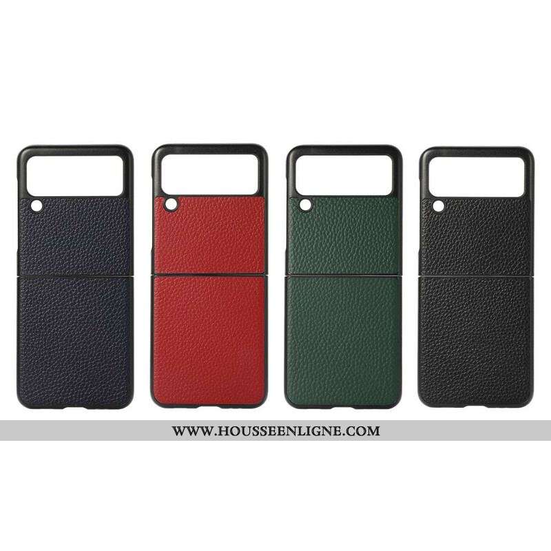 Coque Samsung Galaxy Z Flip 3 5G Véritable Cuir Litchi Color