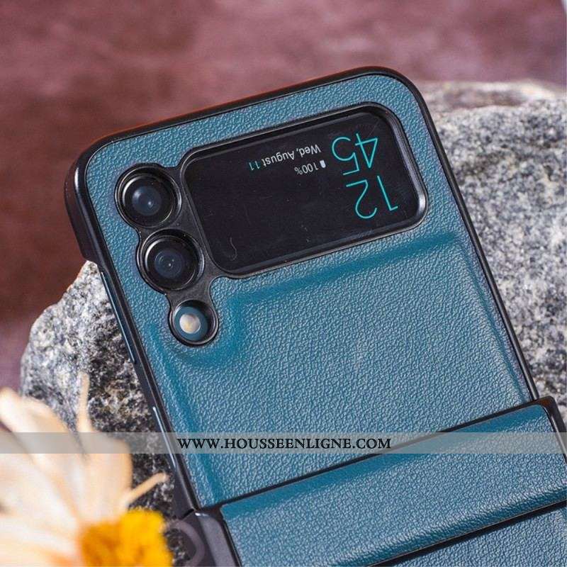 Coque Samsung Galaxy Z Flip 4 5G Effet Cuir avec Charnière