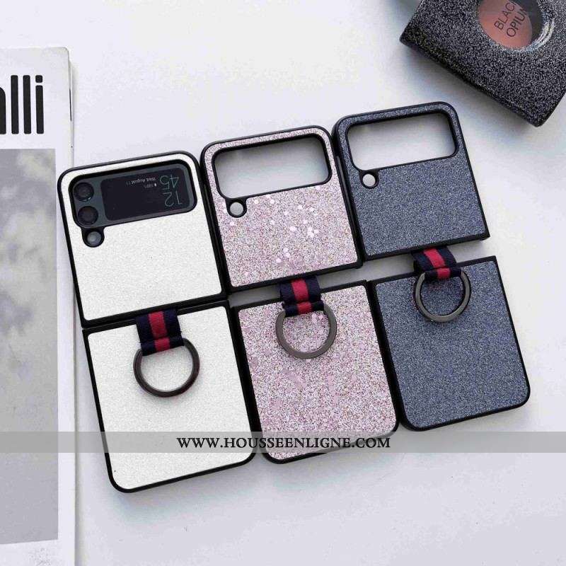 Coque Samsung Galaxy Z Flip 4 Paillettes avec Anneau