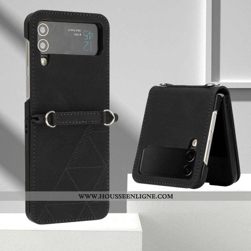 Coque Samsung Galaxy Z Flip 4 Simili Cuir Triangles