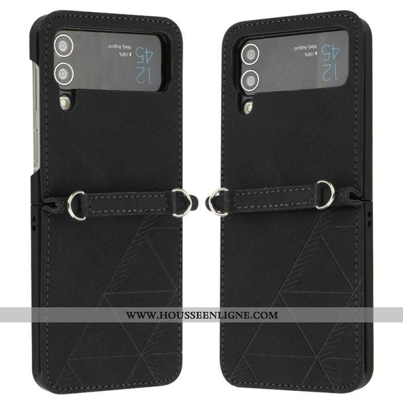 Coque Samsung Galaxy Z Flip 4 Simili Cuir Triangles