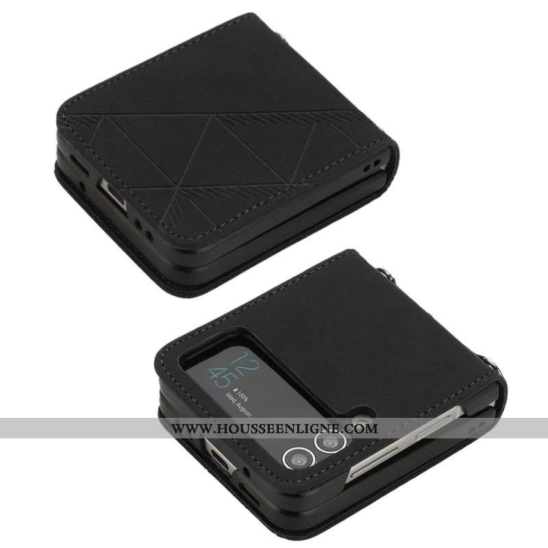 Coque Samsung Galaxy Z Flip 4 Simili Cuir Triangles