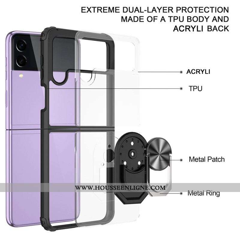 Coque Samsung Galaxy Z Flip 4 Transparente Anneau Métal