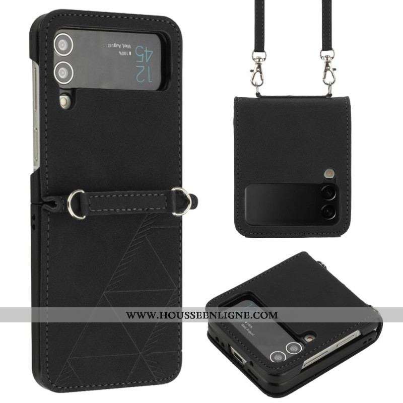 Coque Samsung Galaxy Z Flip 4 Triangles avec Bandoulière