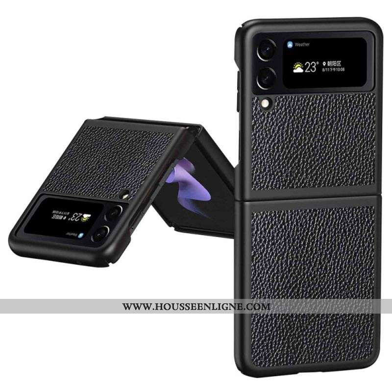 Coque Samsung Galaxy Z Flip 4 Véritable Cuir Litchi Color