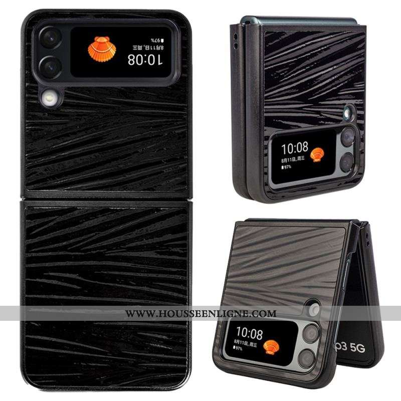 Coque Samsung Galaxy Z Flip 4 Véritable cuir Texture Ondulé