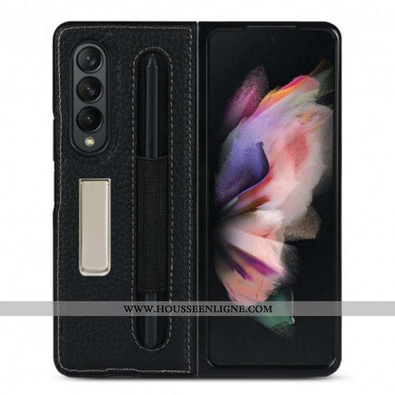 Coque Samsung Galaxy Z Fold 3 5G Cuir Litchi Support