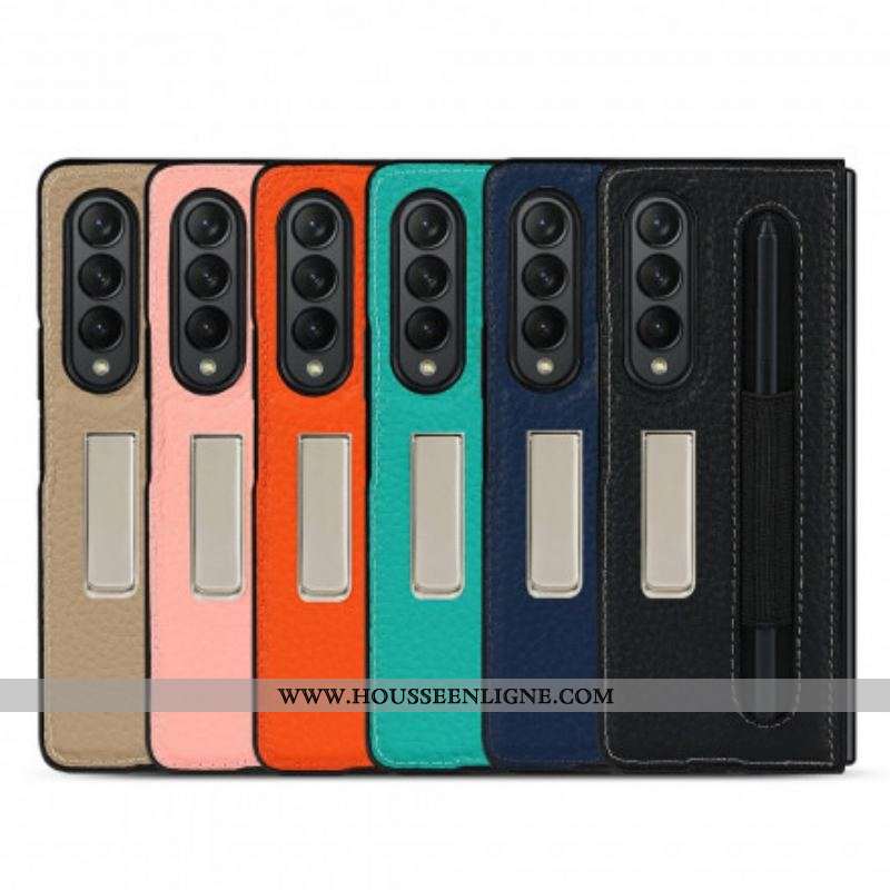 Coque Samsung Galaxy Z Fold 3 5G Cuir Litchi Support