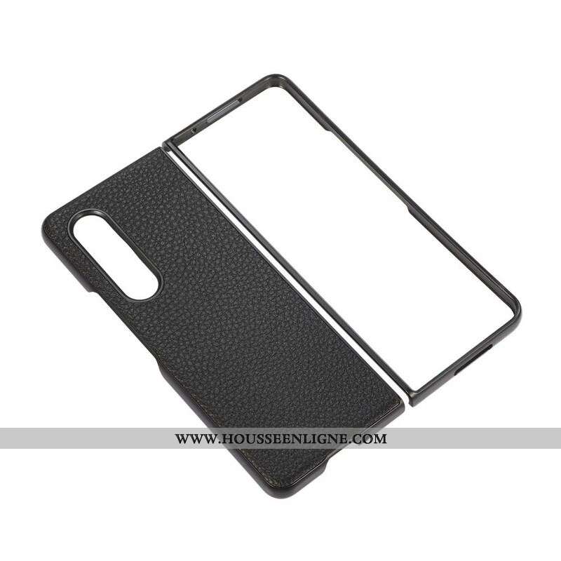 Coque Samsung Galaxy Z Fold 3 5G Cuir Litchi Véritable