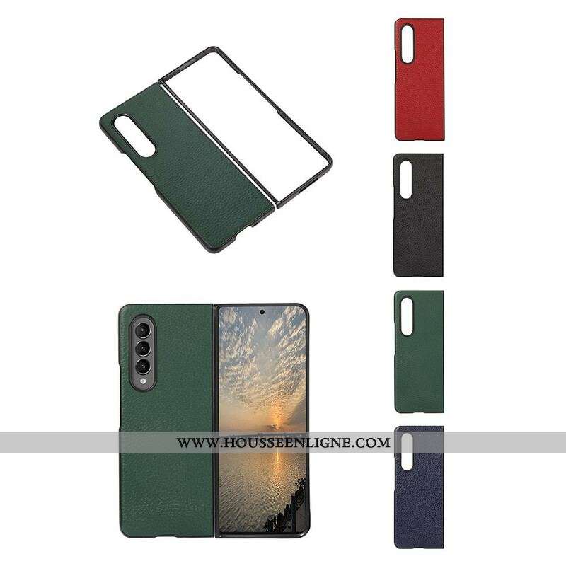 Coque Samsung Galaxy Z Fold 3 5G Cuir Litchi Véritable