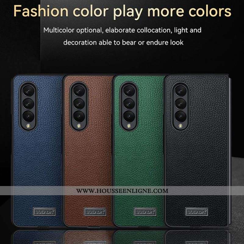 Coque Samsung Galaxy Z Fold 3 5G Style Cuir Litchi SULADA