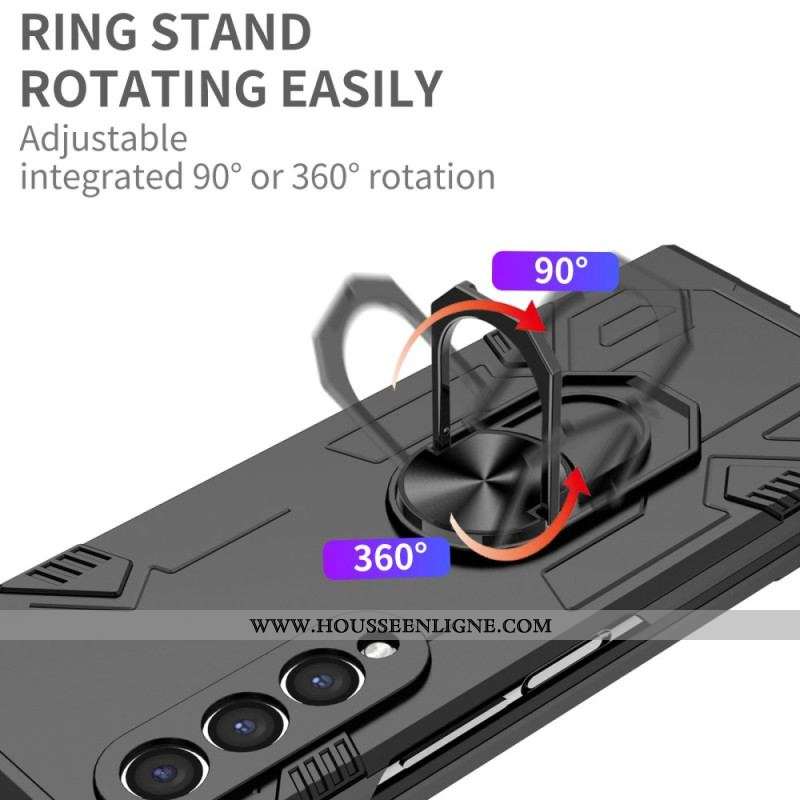 Coque Samsung Galaxy Z Fold 4 Bi-matière et Anneau Rotatif