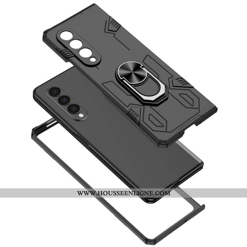 Coque Samsung Galaxy Z Fold 4 Bi-matière et Anneau Rotatif