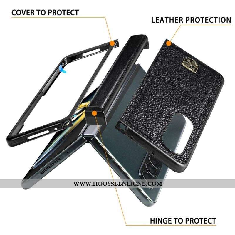 Coque Samsung Galaxy Z Fold 4 CASENEO Cuir Écusson